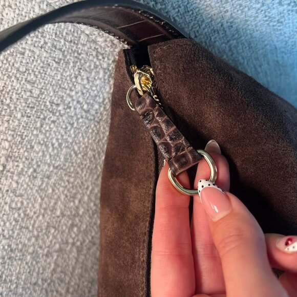 Claudia Firenze Chocolate Brown Leather & Suede Shoulder Bag NWT - Picture 8 of 10